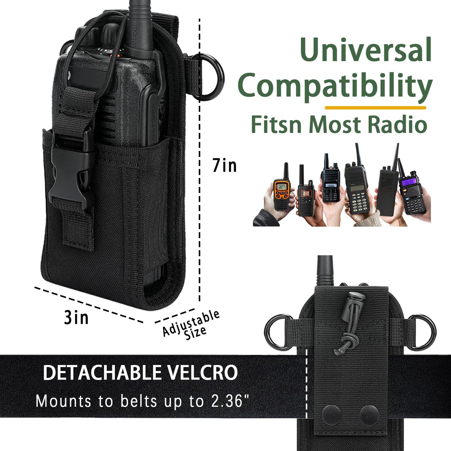 Radio Holster for Firefighter Bundle Set, Includes Radio Strap and Moveable Mic Holder, Duty Belt Holder, Anti-Sway Strap for EMS EMT Firefighters Polices
