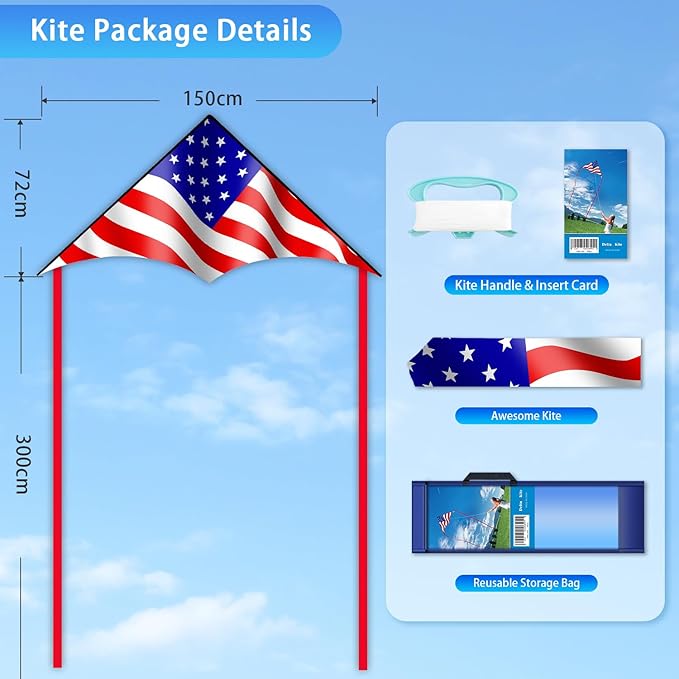 Large Delta Kite for Kids & Adults - Easy to Fly Outdoor Kites for Kids Ages 8-10, Perfect for Beach & Family Activities, Includes Line & Handle