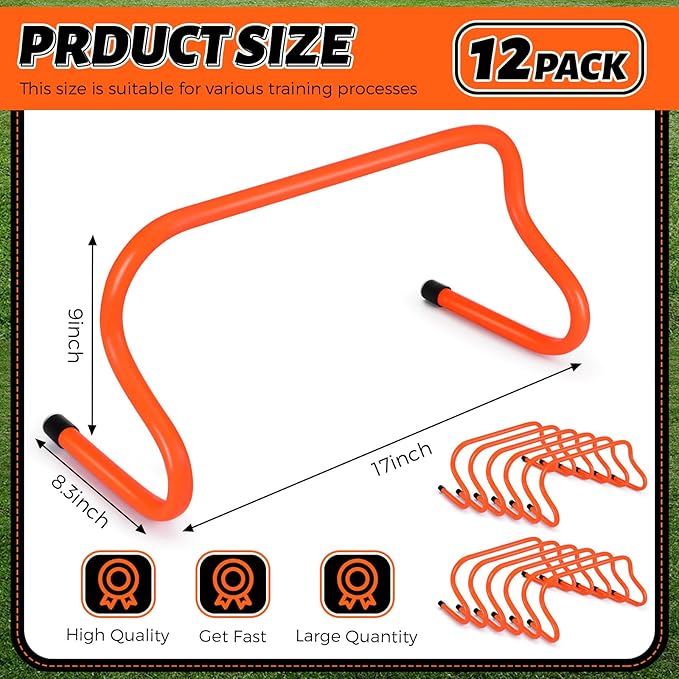 Wettarn 12 Pcs 9" Speed Training Agility Hurdles for Athletes Reliable Training Hurdle Plyometric and All Purpose Practice Equipment for Soccer Basketball Football