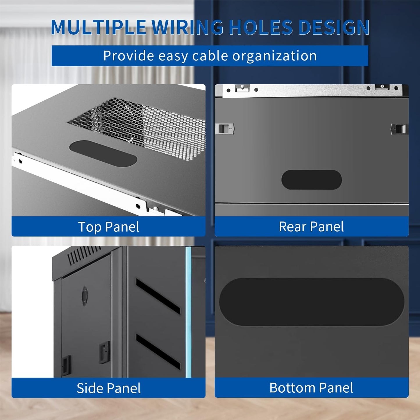 ZHPHMBM 12U Server Rack Cabinet, Wall Mount Network Rack Enclosure Includes Locking Glass Door, Removable Side and Back Panels, 15" Deep Network Data Cabinet for Computer IT and A/V Equipment