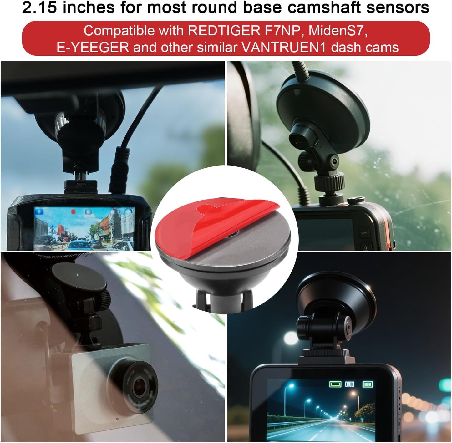 lasuroa 10pcs Heavy Duty Dash Cam Adhesive Pads, Round Double-Sided Adhesive Pads for Car Dashboard & Windshield High
