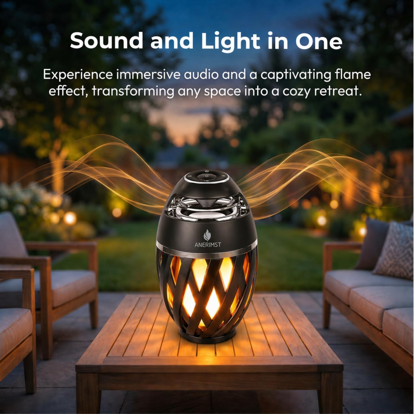 ANERIMST 360 24-Hour for Dad, Outdoor Bluetooth Speakers with LED Torch Light Wireless & Waterproof Speaker for Garden