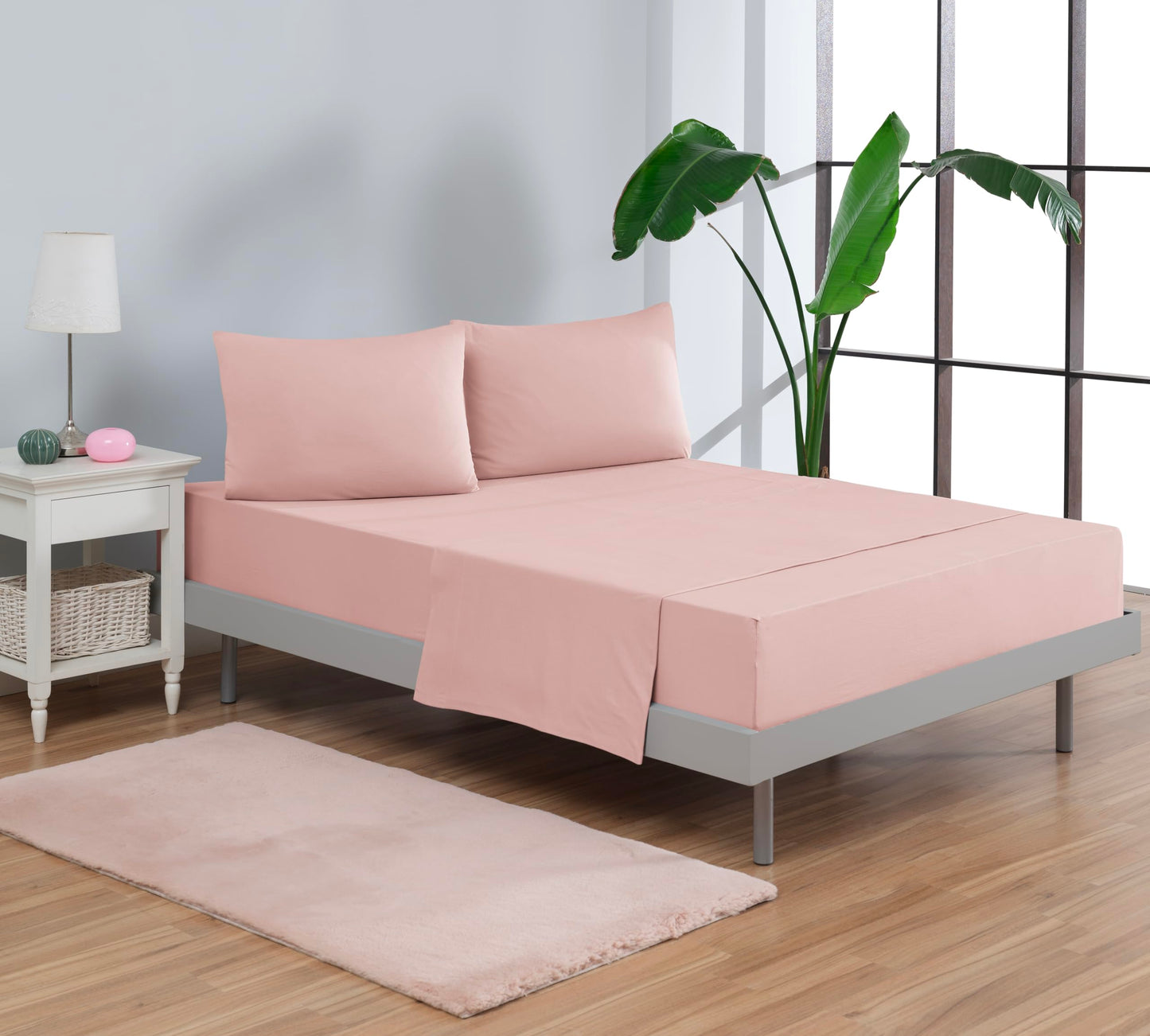 Venice Home 100% Cotton Bed Sheet Set with Deep Pocket - T-Shirt Fabric Jersey Knit - Extra Soft - Easy Fit - 4 Piece Set with Pillowcases - All Season - Comfy – 4 pcs (Pink, King)