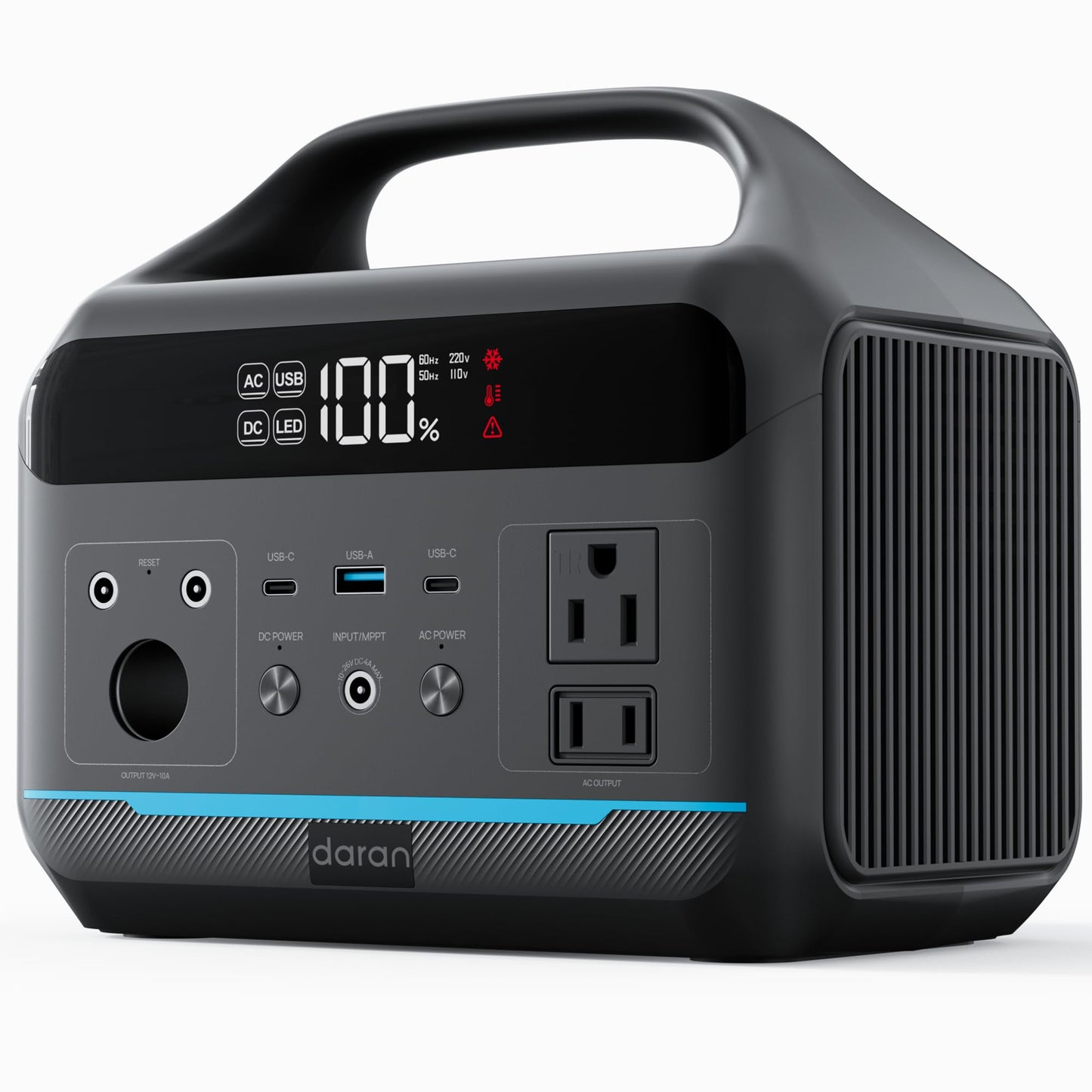 DARAN Portable Power Station 600W(1200W Surge) - 288Wh Solar Generator LiFePO4 Battery with AC DC Outlets, 8.3LB Portable Charging Station for Camping, RV, Home, Emergency (Solar Optional)