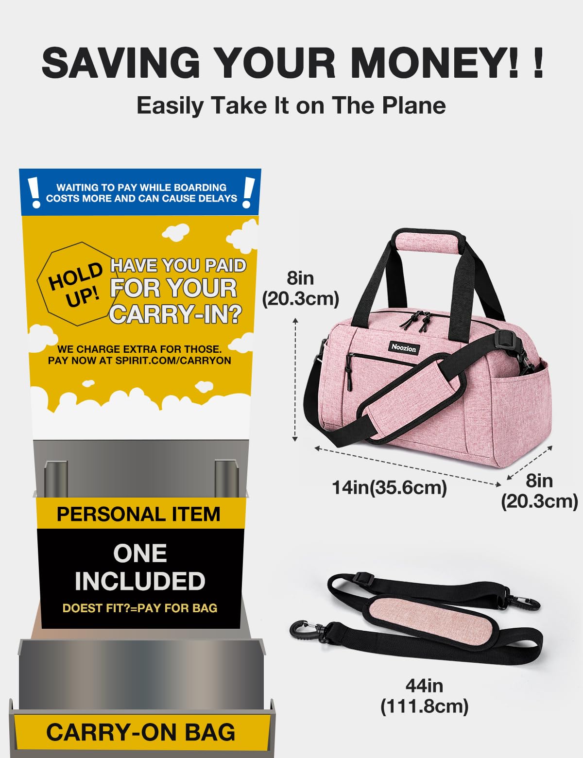 Noozion 14 inch Small Gym Bag for Women & Men, Lightweight Carry On Mini Duffle Bag with Multiple Pockets, Sports Bag for Travel and Workout.