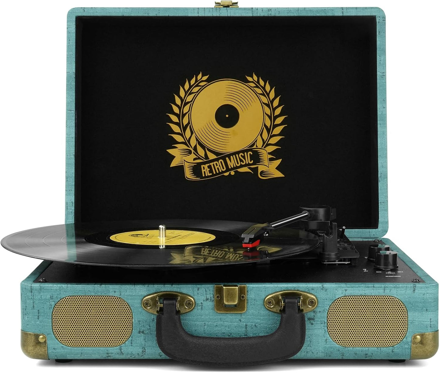 Mersoco 3-Speed 3.5mm MP3, Vinyl Record Player Bluetooth Suitcase Portable Belt-Driven, Supports Bluetooth, RCA Output