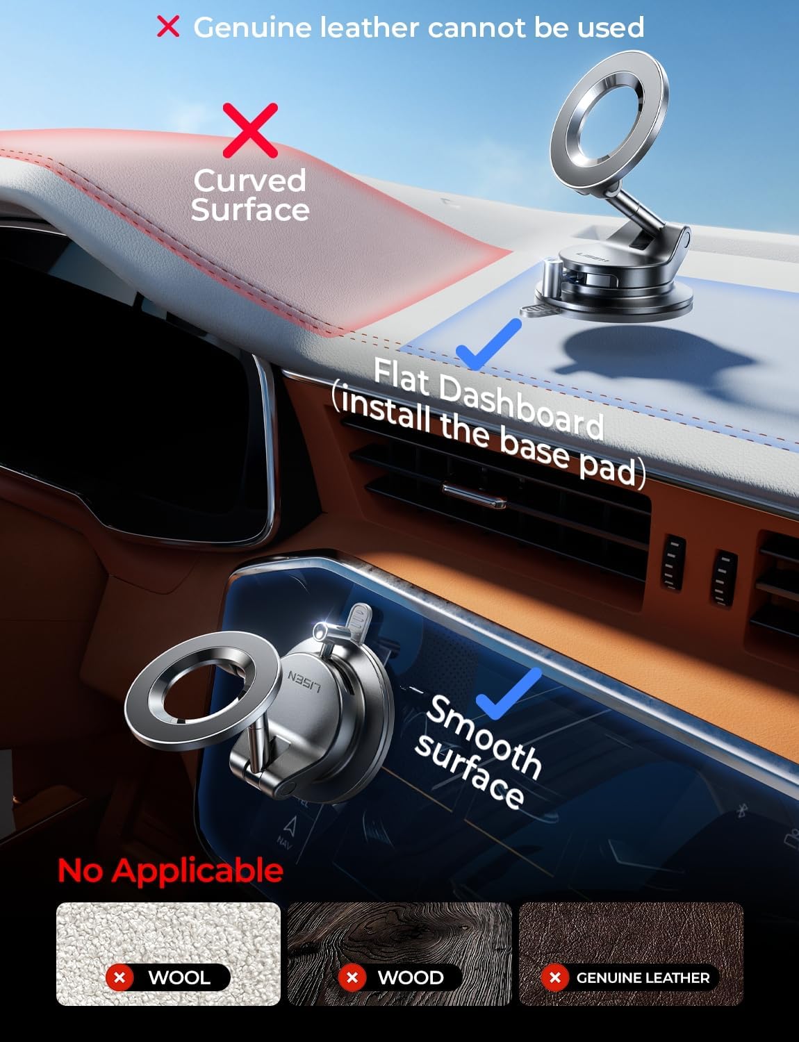 LISEN 17 16 15 14 13 12, S26, for Magsafe Car Mount, Cell Phone Holders for Your Car, Magnetic Car Accessories