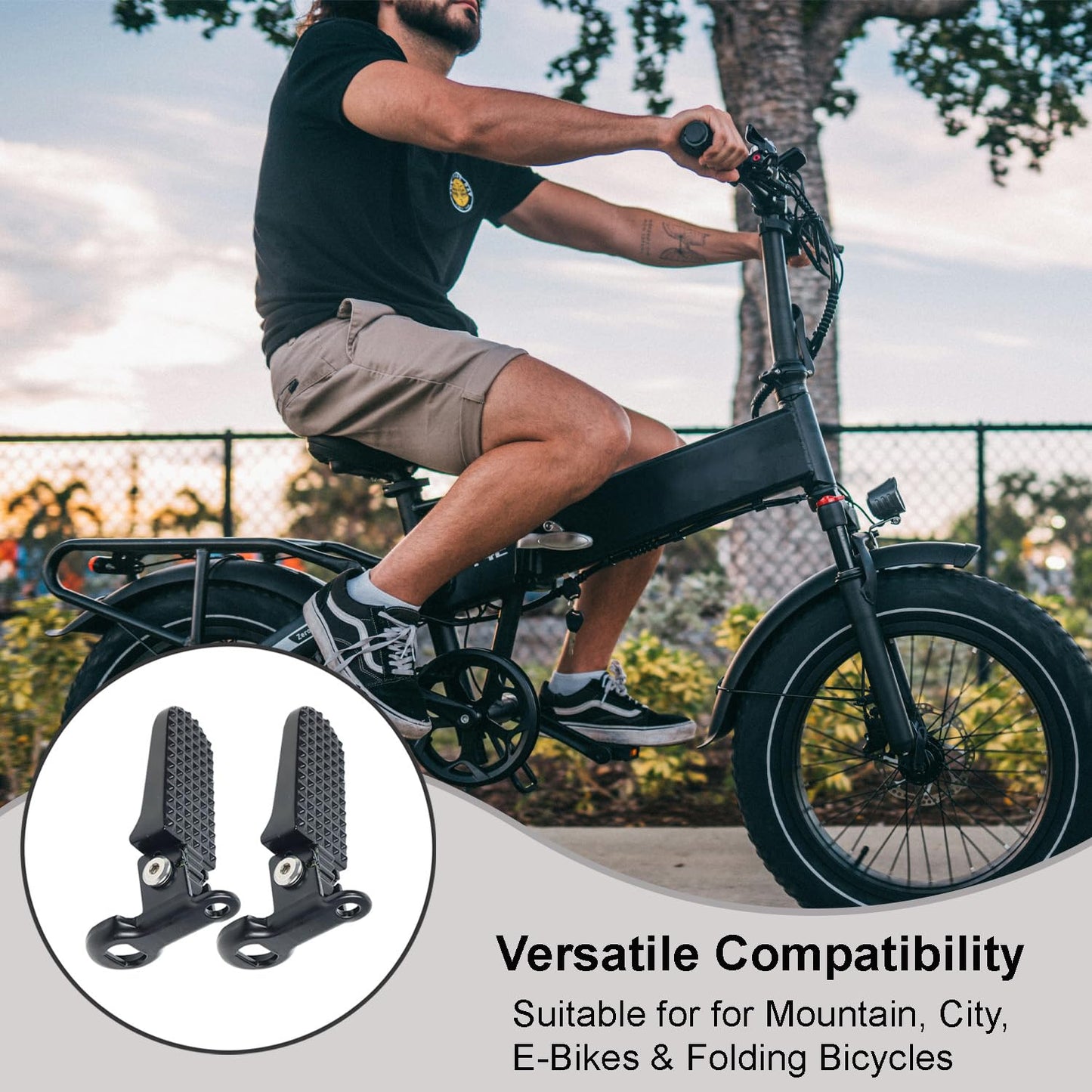 Reicyfang 1 Pair of Bike Foot Pegs, Aluminium Alloy Non-Slip Bike Rear Pedals,Mini Folding Bicycle Foot Pegs for Mountain, City, E-Bikes & Folding Bicycles