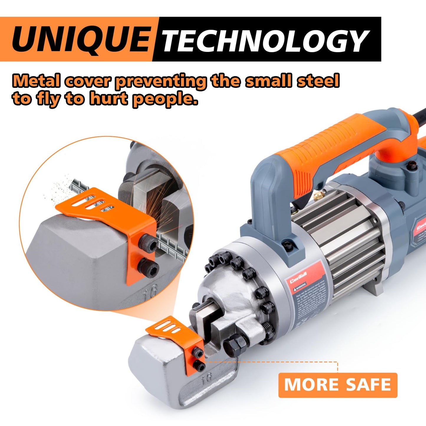 CENTALL 5/8 Inch Electric Hydraulic Rebar Cutter, Portable Rebar Cutter, Cutting up to 4-16mm #5 Rebar, Cutting Speed 1-1.5S 1000W RC16B (Grey + Orange)
