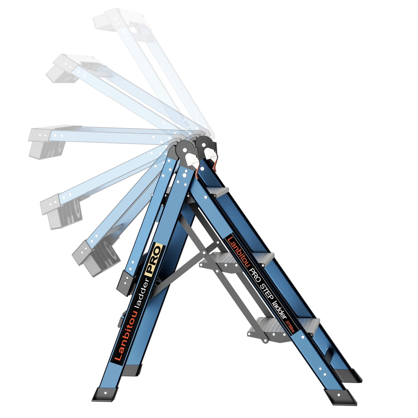 Ladder Pro 3 Step Ladder with Handrails, Aluminum Heavy Duty Ladder, Wide Step & Anti-Slip Feet, Lightweight Portable, Folding Storage Ladders for Home Family Indoor RV Kitchen