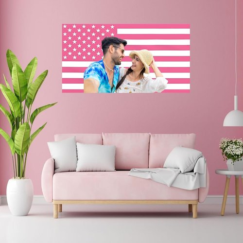 Custom American Flag - 3x5ft Personalized Pink Flag with Photo & Text | Perfect for Bedroom & Dorm Decor