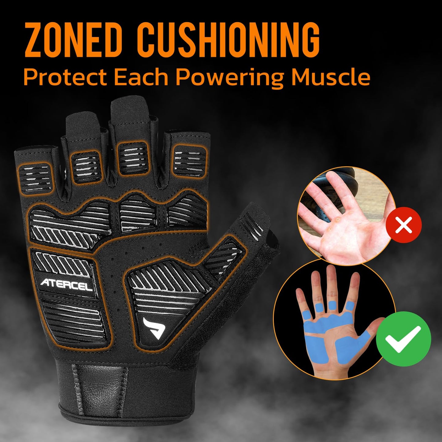 ATERCEL Gym Workout Gloves for Men and Women, Weight Lifting Gloves with Excellent Grip, Lightweight Fitness Glove for Training, Cycling, Pull Ups, Exercise, Climbing, Rowing and Weightlifting Small