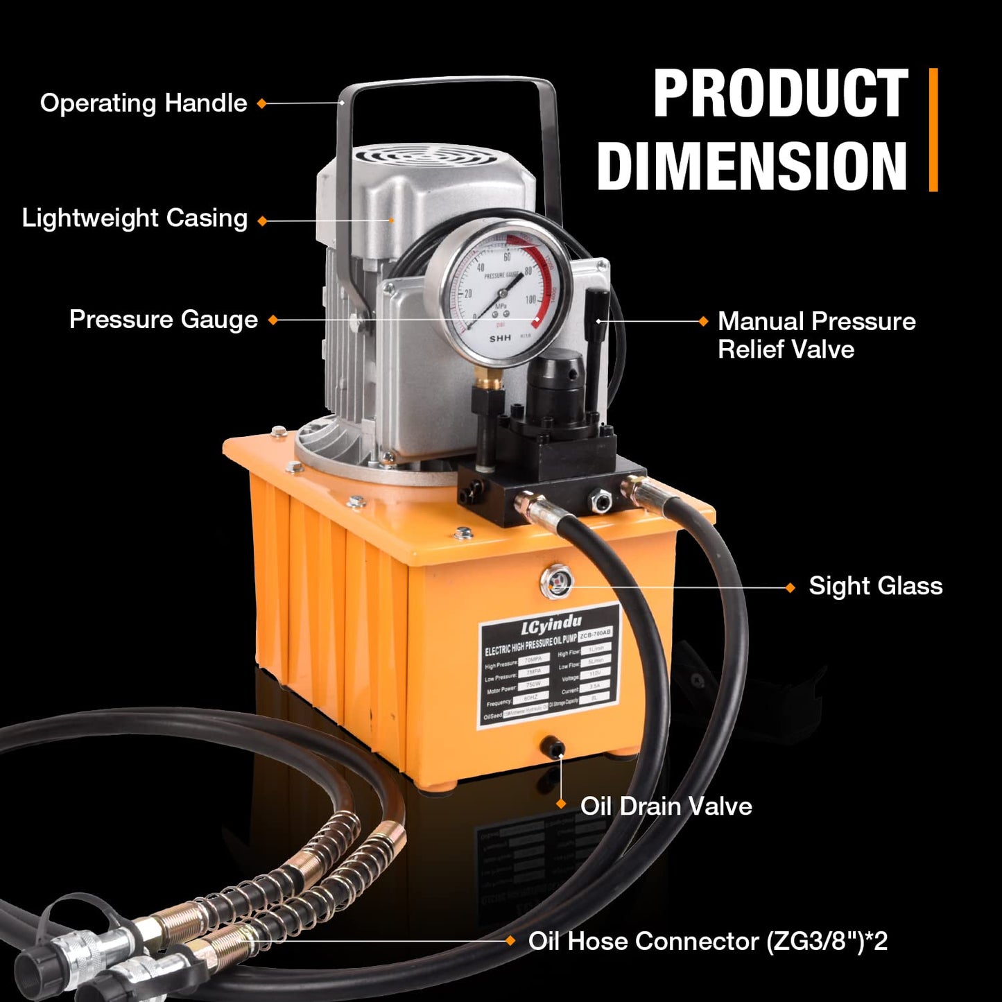 LCyindu Hydraulic Electric Pump Double Acting Manual Valve 8.4Quart 2.1Gallon Hydraulic Power Pack Cylinder Electric Portable Pump for Punching/Bending/Jack Machine, ZCB-700AB