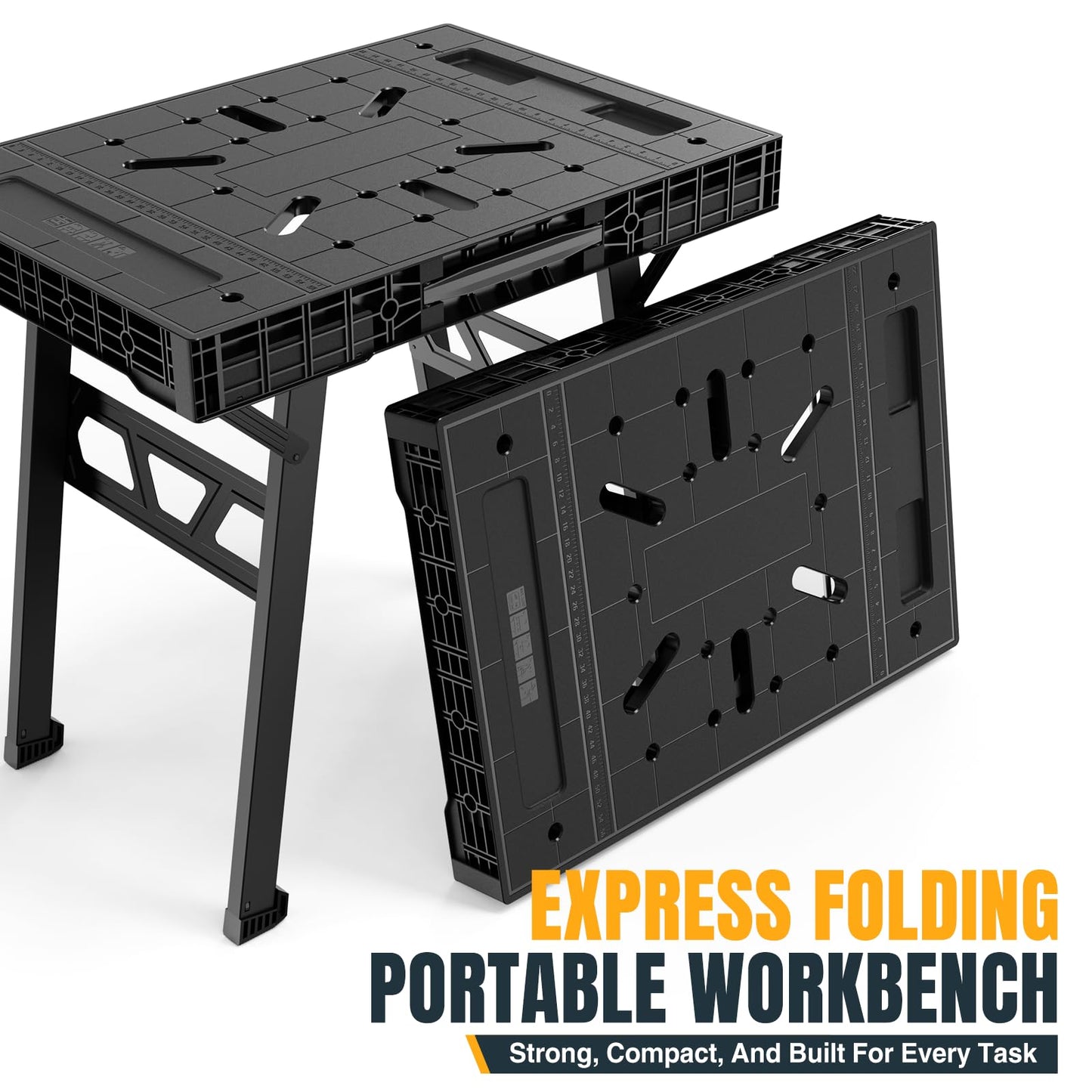 Express Folding Worktable, Easy Setup Portable Folding Workbench, 34" W x 24" D Lightweight Versatile Worktable with 1650 Lbs Load Capacity Work Benches for DIY Home Improvements Professional Worksite
