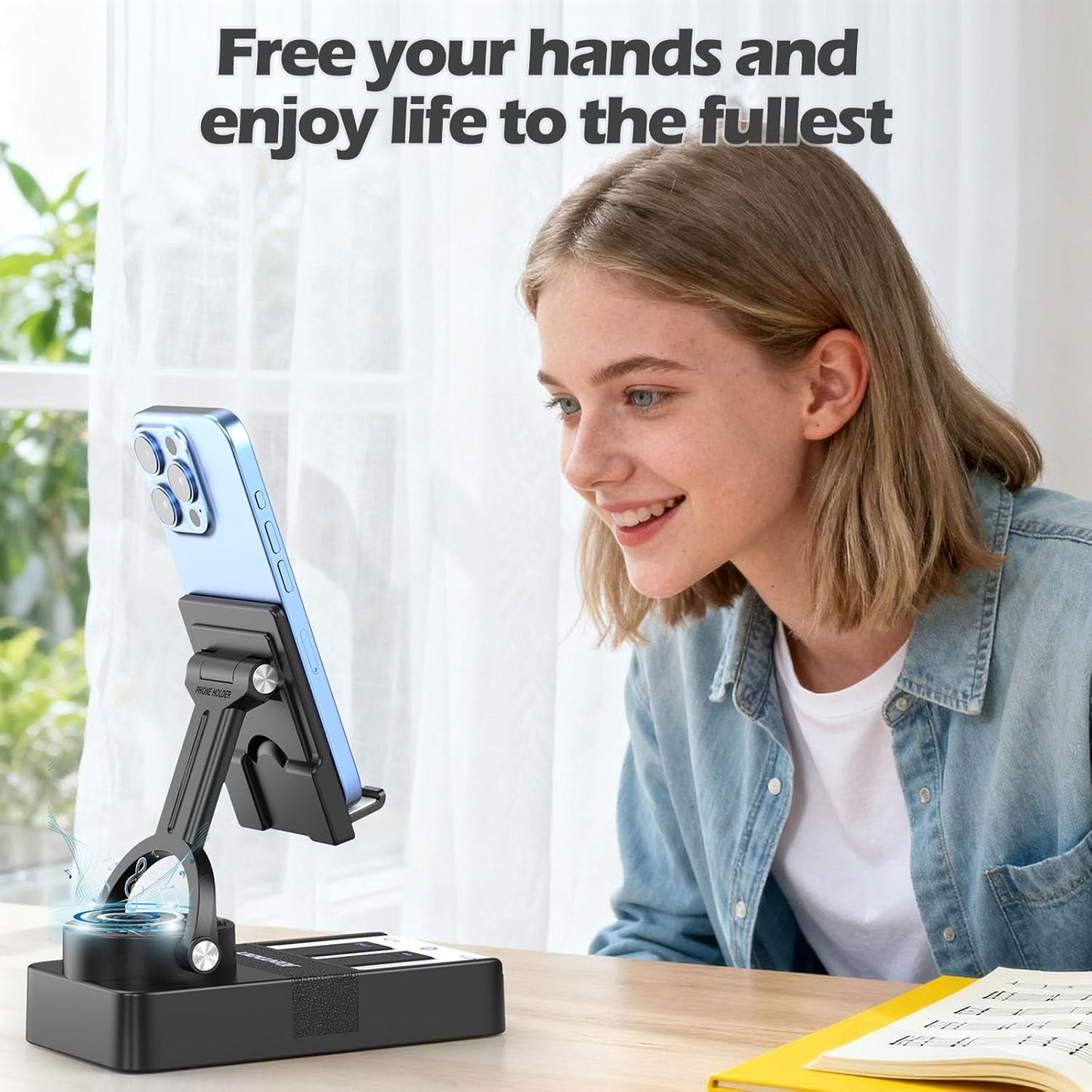 JTEMAN Cell Phone Stand with Bluetooth Speaker and Charging Stand,Piano Keys Design,Music Lovers & Teacher
