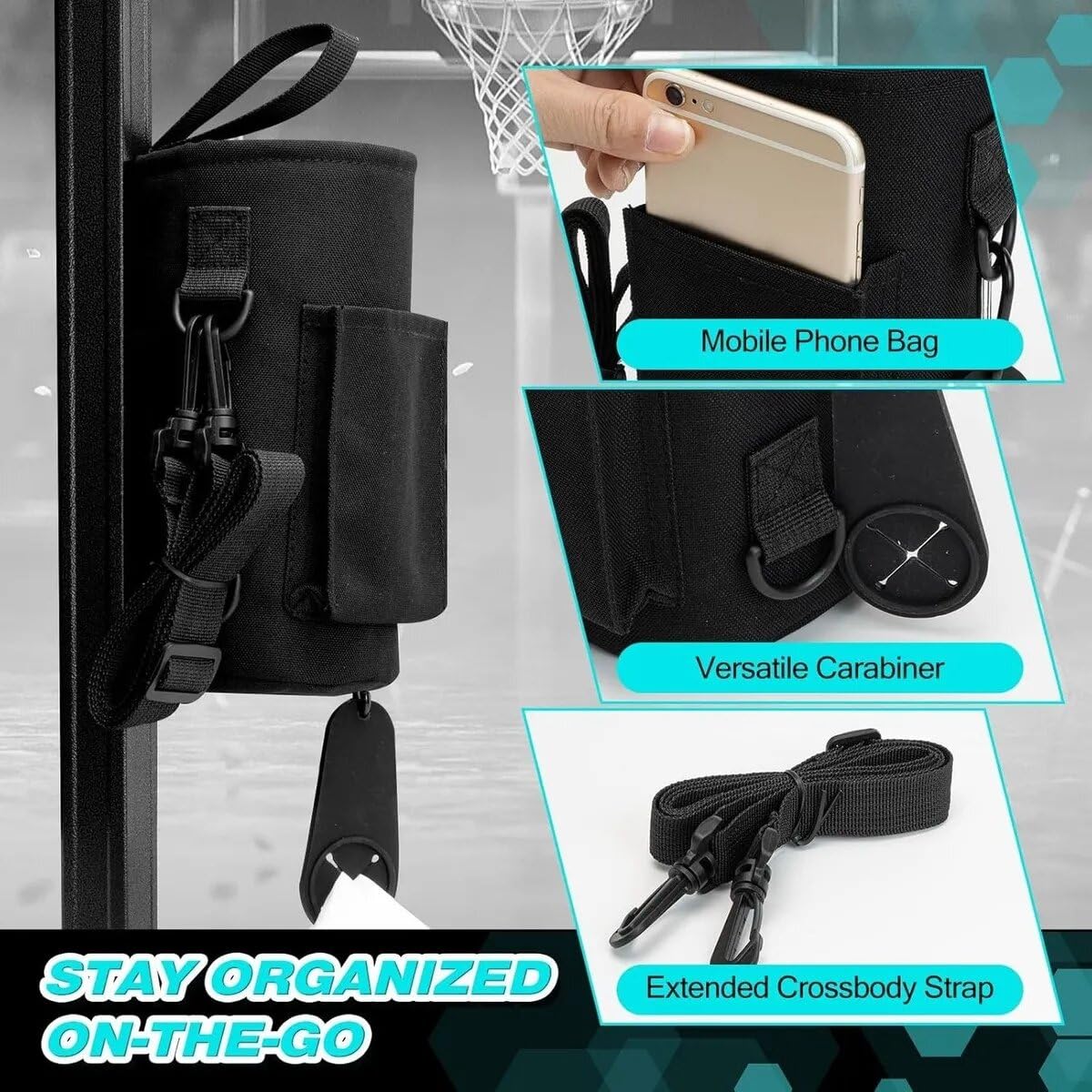CHKAFEISTAR Magnetic Water Bottle Gym Bag: Securely Attaches to Gym Equipment, Waterproof with Water Bottle Holder, Perfect for Fitness, Travel, and Work