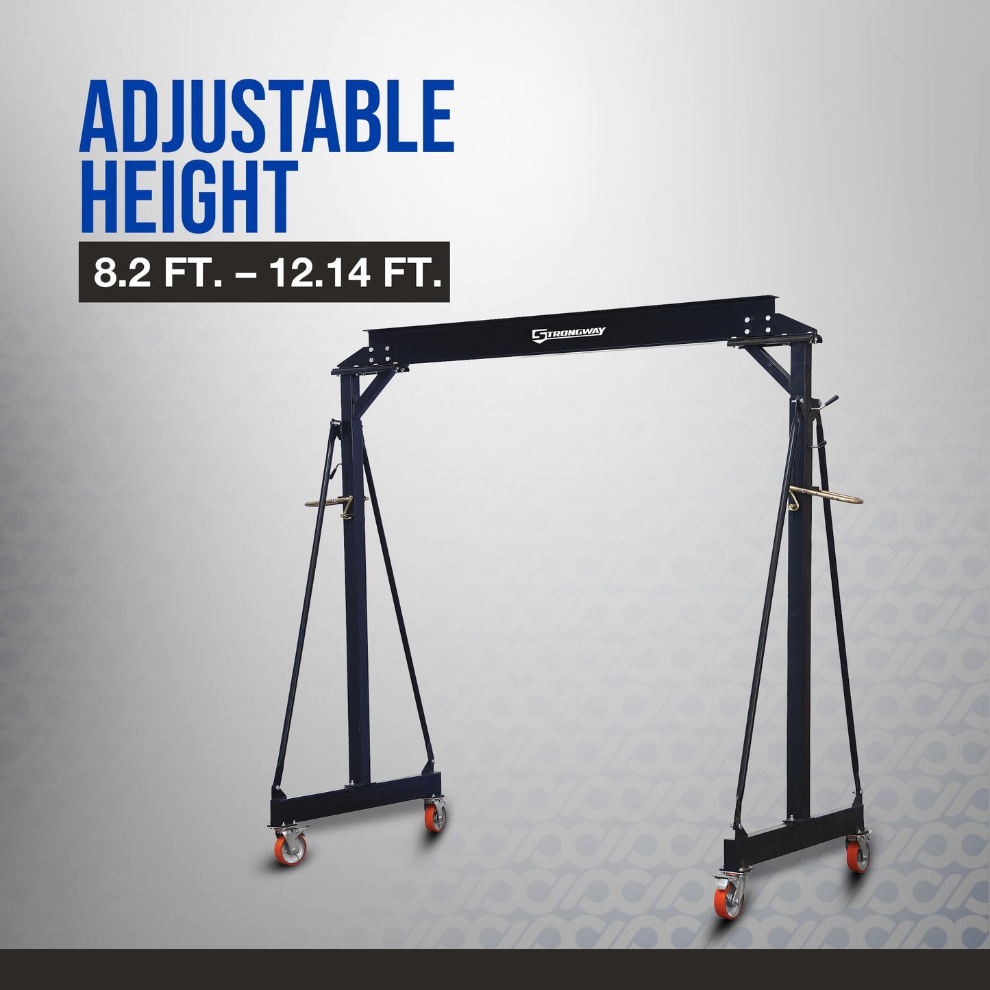 Strongway Adjustable Gantry Crane, 4000-Lb. Capacity, 8.2ft.–12.14ft. Lift