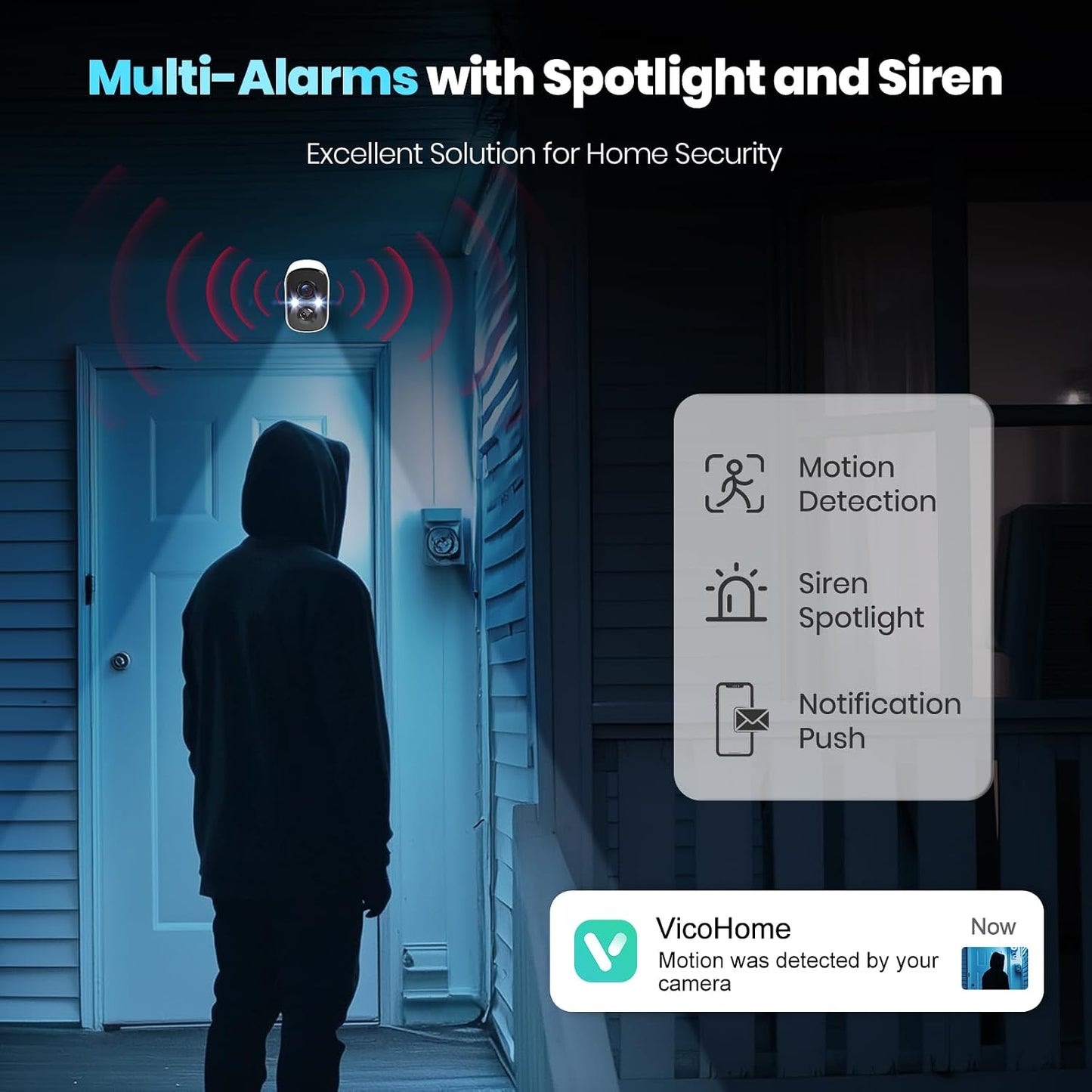 Techage 2K 2-Way IP66 Security Cameras Wireless Outdoor, Battery Powered WiFi Cameras for Home Security with AI Motion