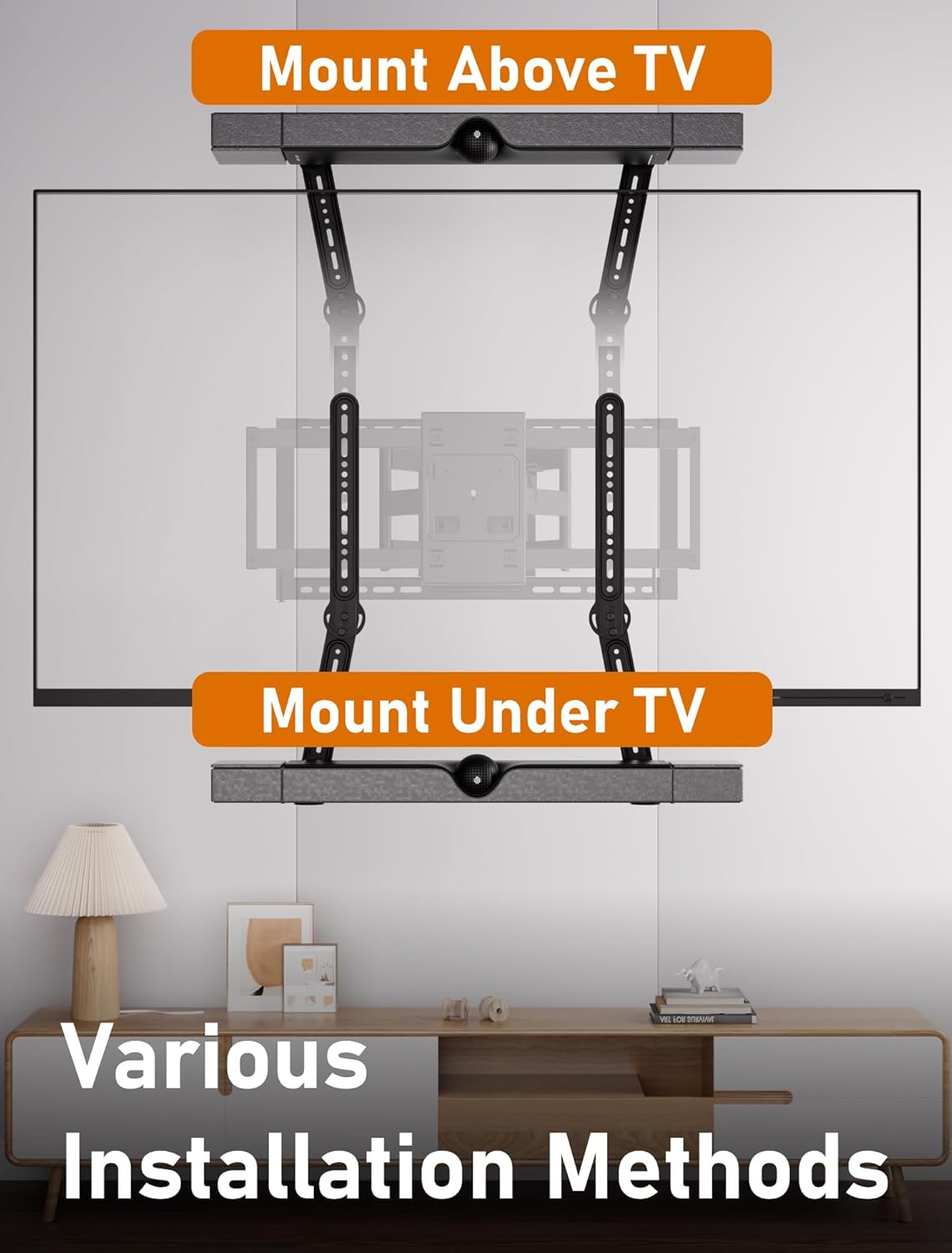 KAMIWI 22 Lbs 180 Soundbar Mounts Under TV, Max Load Sound Bar Mount Bracket Holder with Adjustable Extension Plates