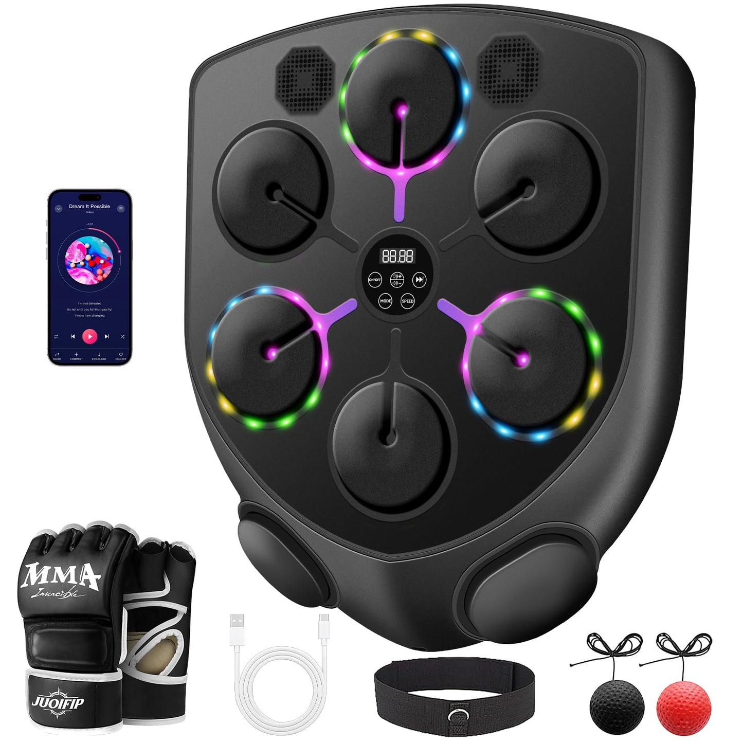 JUOIFIP 2025 Upgraded Version Music Boxing Machine,Smart Boxing Machine for Adults with Gloves,9 Modes & 9 Speeds Wall Mounted Music Punching Machine for Home Gym Office Workout
