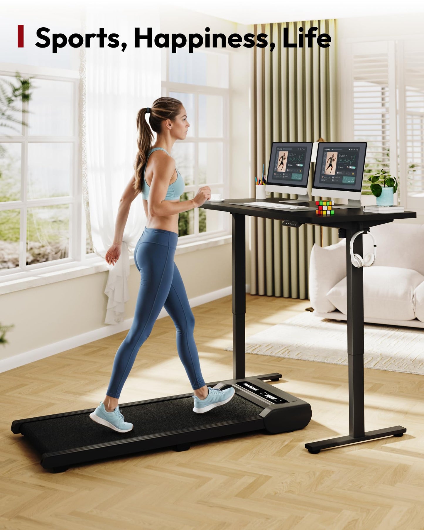 SANODESK Electric Standing Desk, 79 x 32'' Height Adjustable Sit Stand Desk with Large Splice Board Desktop Ergonomic Memory Presets Computer Workstations for Home Office, Black Frame/Black Top