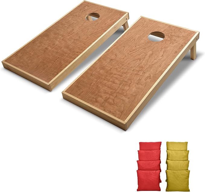 GoSports 4’ x 2’ Commercial Grade Cornhole Boards Set - Natural Wood Cornhole Boards, Choose from Different Bean Bag Color Combinations