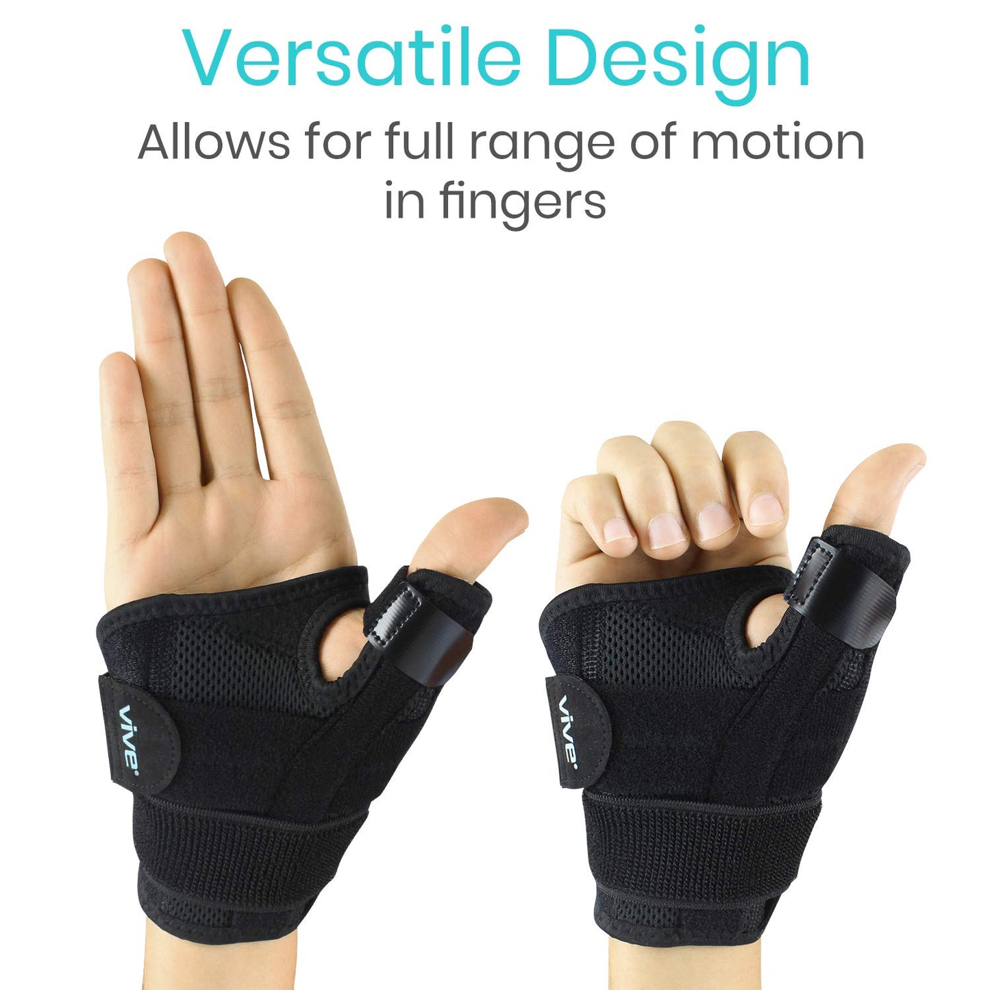 Vive Thumb & Wrist Brace for Right or Left Hand - Spica Splint Brace for Carpal Tunnel, Tendonitis, & Arthritis in Hands or Fingers - Compression Support for Women Men - Stabilizer Relief for Bowling