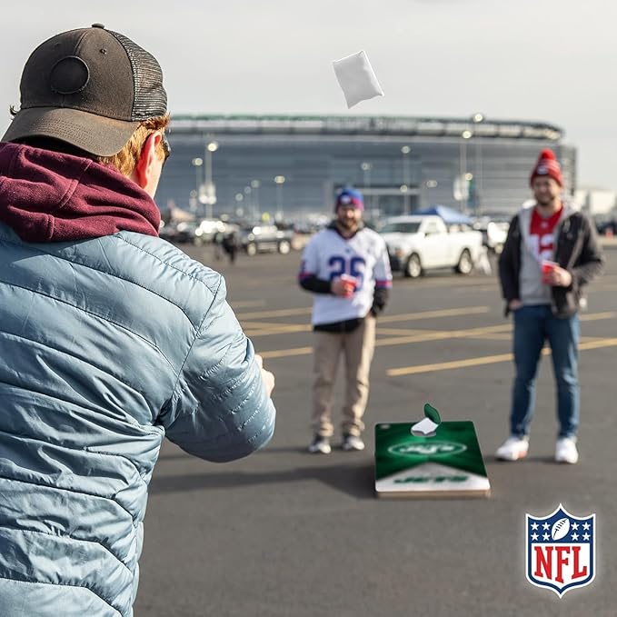 NFL Football 2' x 4' Regulation Size Solid Wood Cornhole Set with Direct Print HD Team Graphics Great Gift for Any Football Fan! Bean Bag Toss Family Outdoor Game