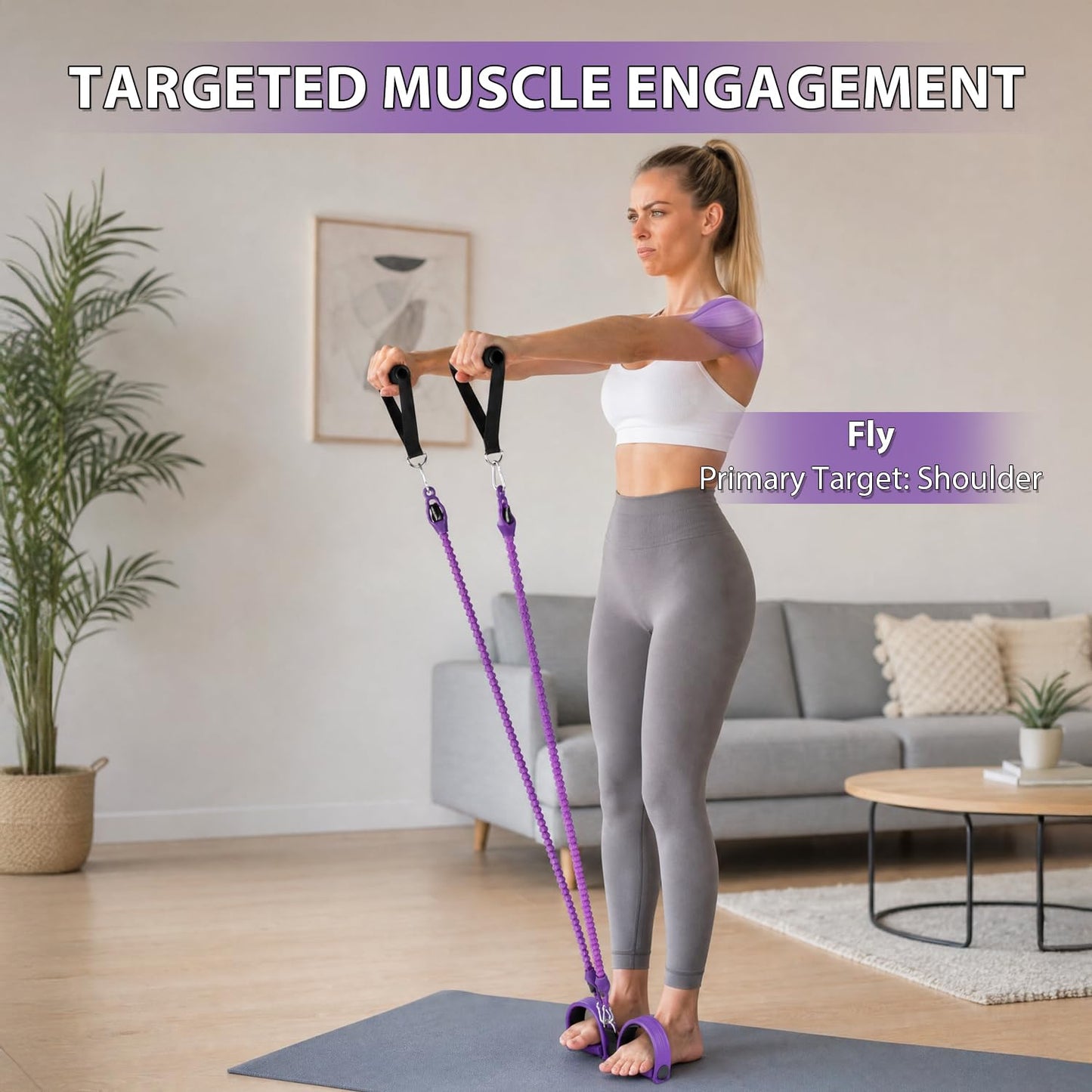 shaXsha Pedal Resistance Band with Handles, Adjustable Resistance Bands Set (25-100 lbs) with Door Anchor & D-Handles, Fabric Covered Exercise Bands for Ab Workout, Legs, and Arm Strength Training