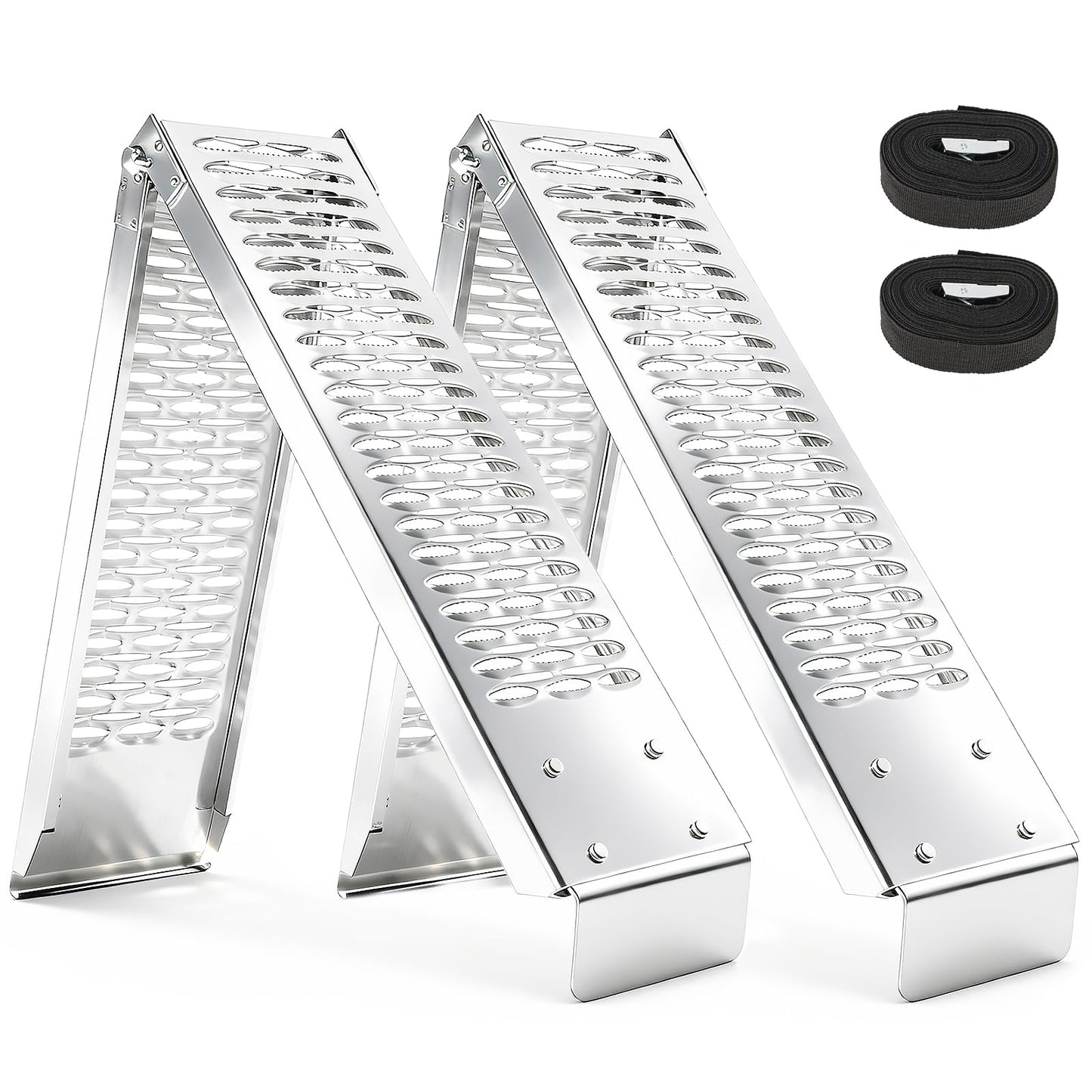 ELECHOI Portabe Folding Steel Ramps, 1000 lbs,77" 2-Pcs Heavy-Duty Ramps with Wider Ramp Surface, Anti-Slip Stable Loading Ramp, Fit for Motorcycle, Dirt Bike, ATV, UTV, Lawn Mower, Electric Bicycle