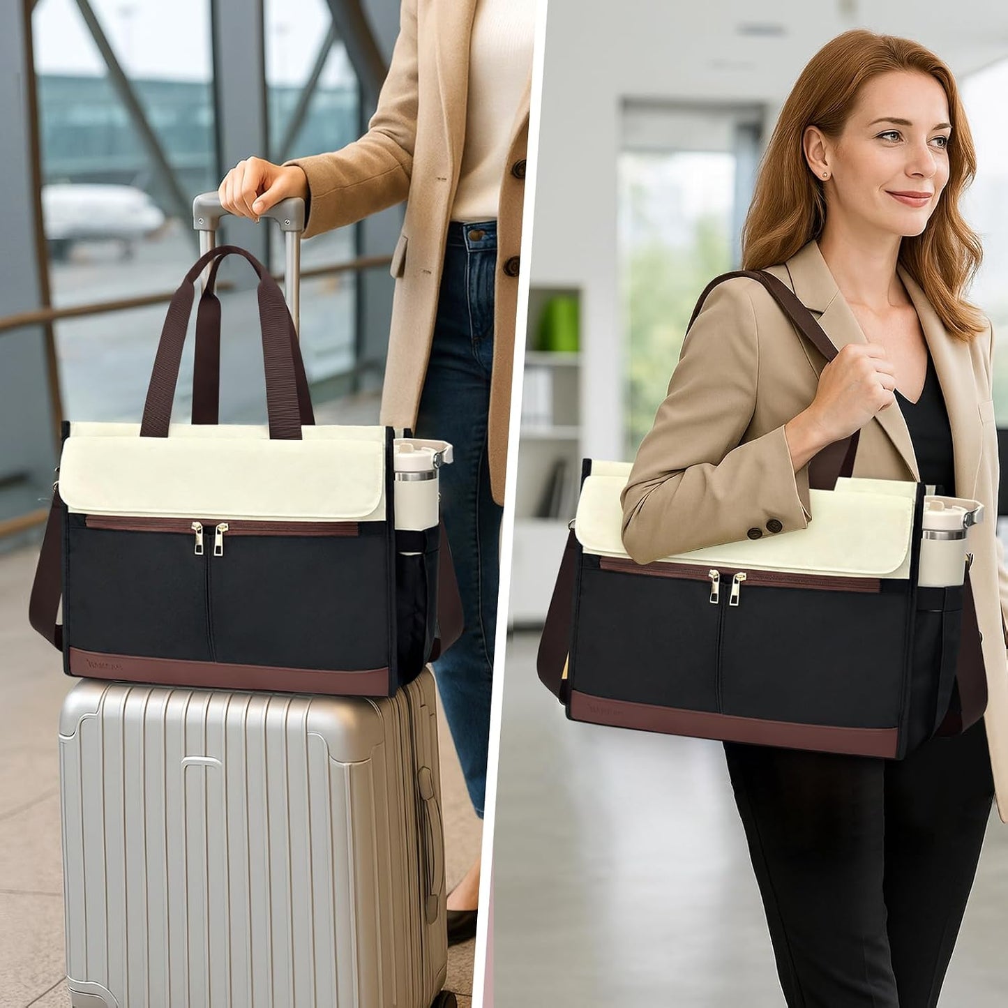 15.6 Inch Laptop Bag for Women - Tote Work Bag with Compartments Nurse Teacher Bag Large Lightweight Office Handbag