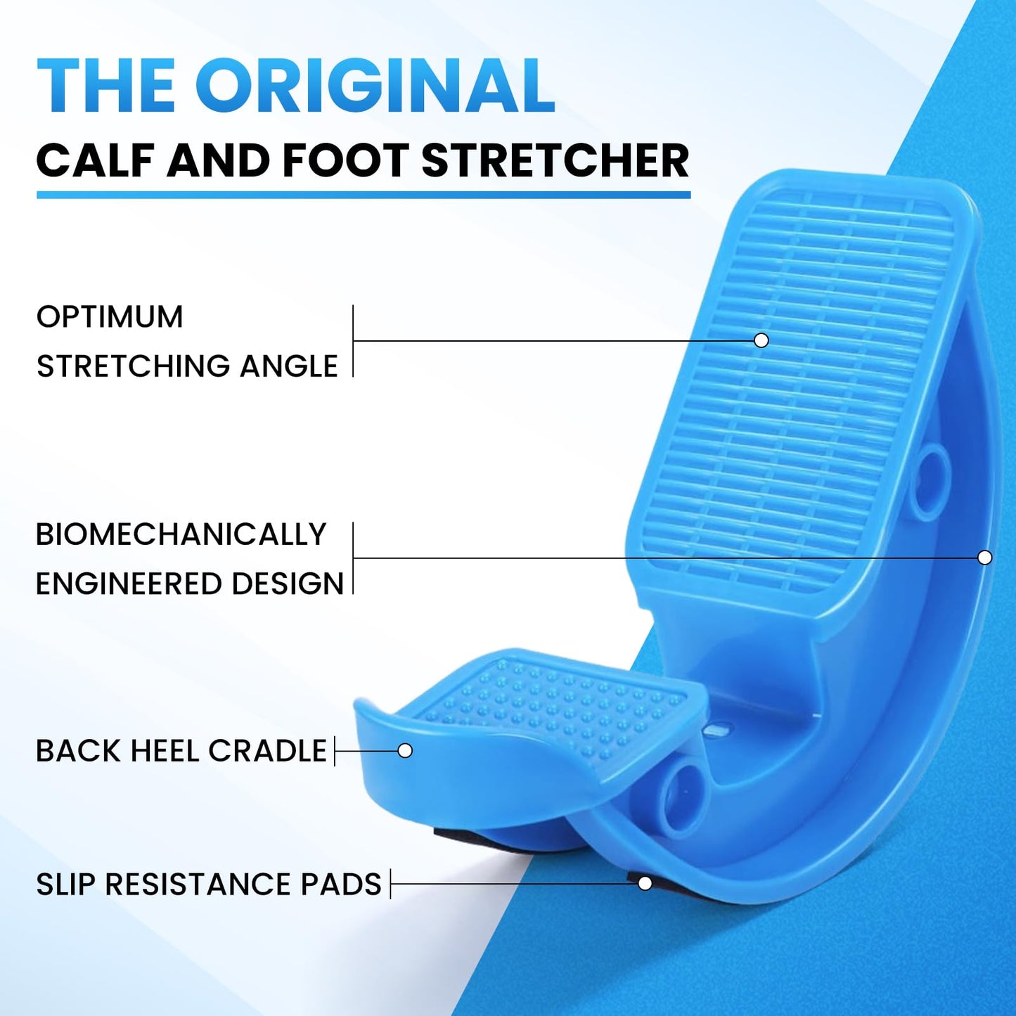 JIURUN Calf Stretcher and Foot Rocker for Plantar Fasciitis - Leg Stretching Strap, Hamstring and Calf Stretcher, Suitable for Stretching Legs and Thighs (Blue)