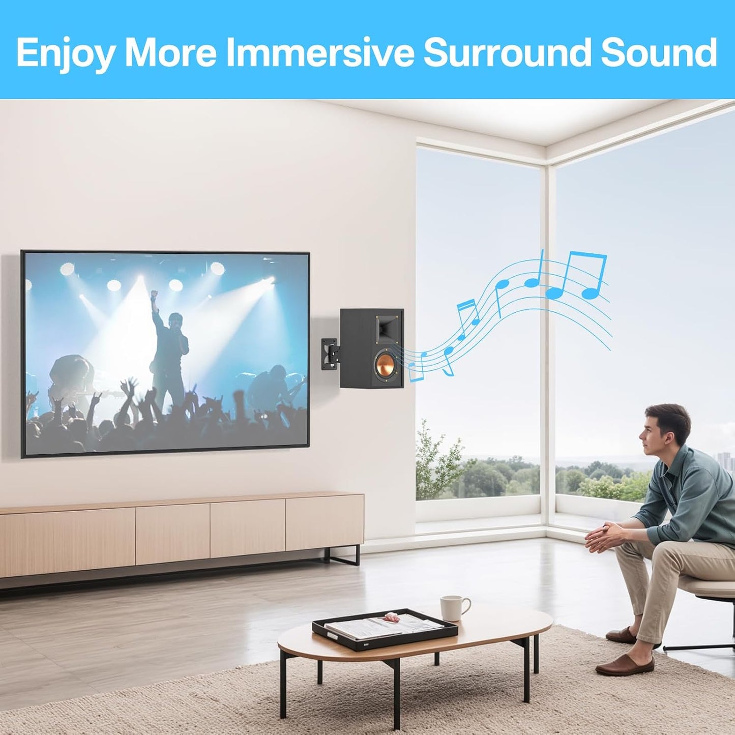 Rimous 30lbs, 2 Pack Metal Universal Speaker Wall Mount for Surround Sound Speaker Mounts - Swivel & Tilt Adjustable