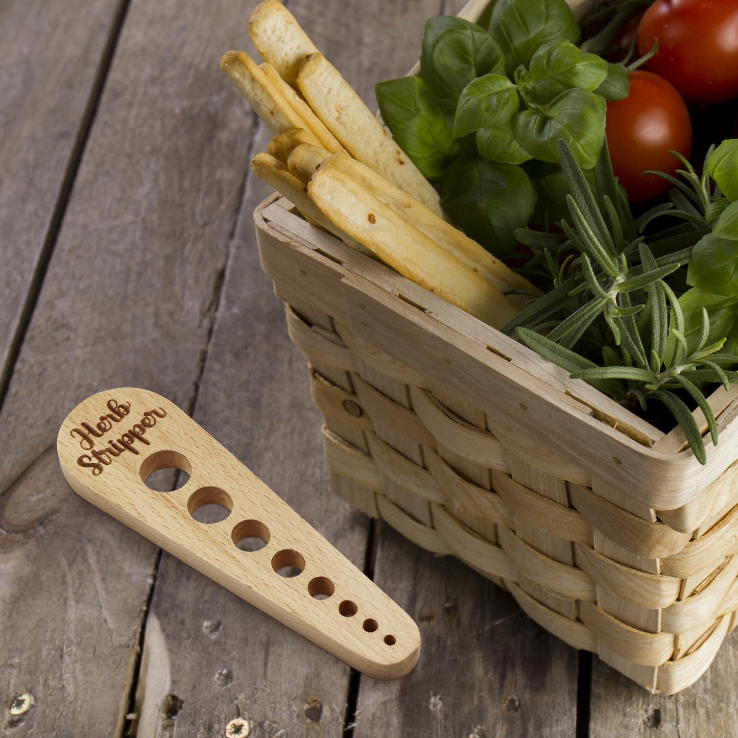 Herb Stripper Wooden Vegetable Leaf Remover Rustic Safe Kitchen Tool Cooking Gifts for Chefs and Housewives (Wooden)