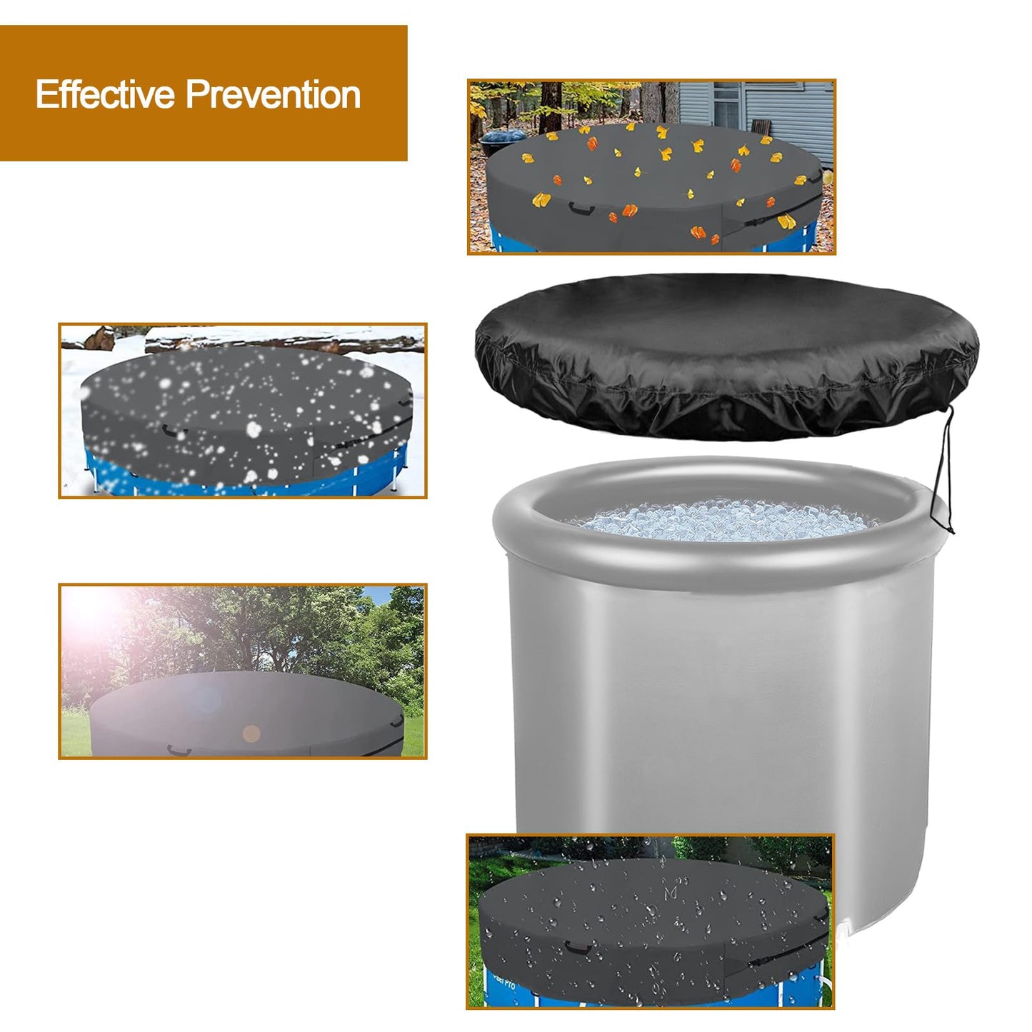 NEAMVCT Ice Tub Cover, Ice Bath Tub Cover and Outdoor Cold Baths, Keeping the Ice Bath Tub Clean for Cover Only, 32" L x 32" W x 12" H