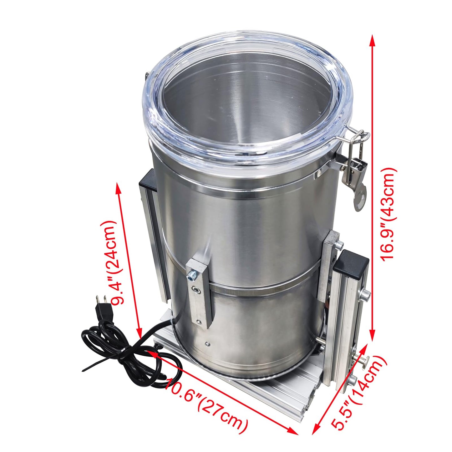 PreAsion 110V 60W Laboratory Mixing Machine for Pellet and Powder - 0.1-3kg Capacity 416/304 Stainless Steel with Timer & Tilting Discharge