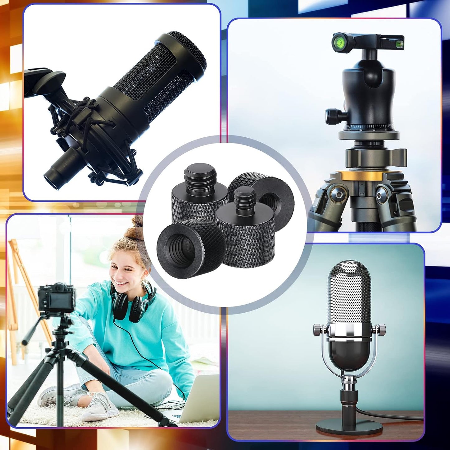 Moxweyeni 8 1/4 3/8 3/8 1/4 Pcs to & to Camera Tripod Adapter Male to Female Screw Camera Screw Adapter for Mount