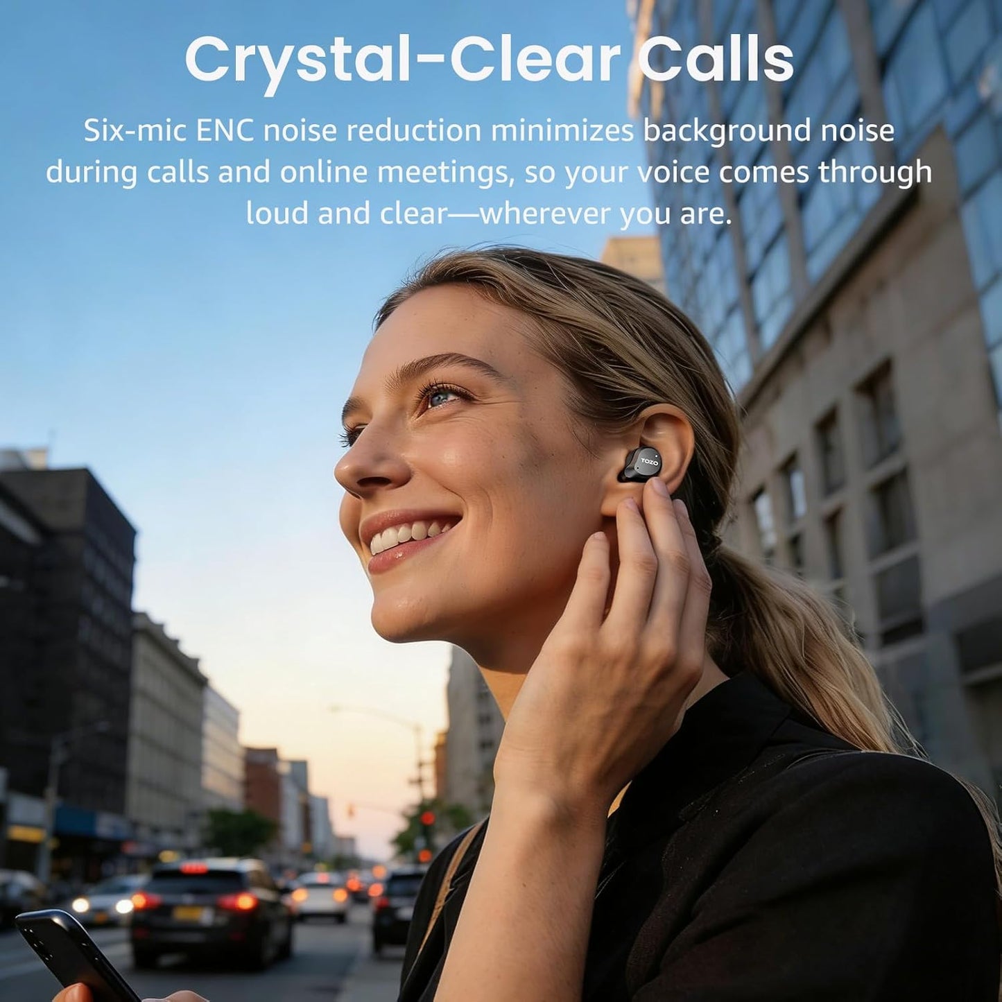 TOZO NC9 6 IPX8 5.3 60H 32 Hybrid Active Noise Cancelling Wireless Earbuds, Mics ENC Clear Call, Waterproof, in Ear