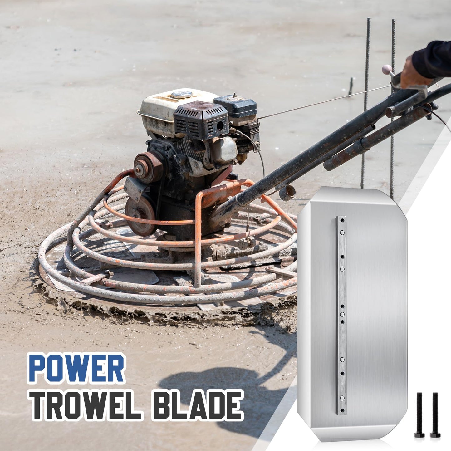 Lanties 8 Pcs Power Trowel Blades 8“x 18” Stainless Steel Combination Blades for Concrete Masonry Refinishing
