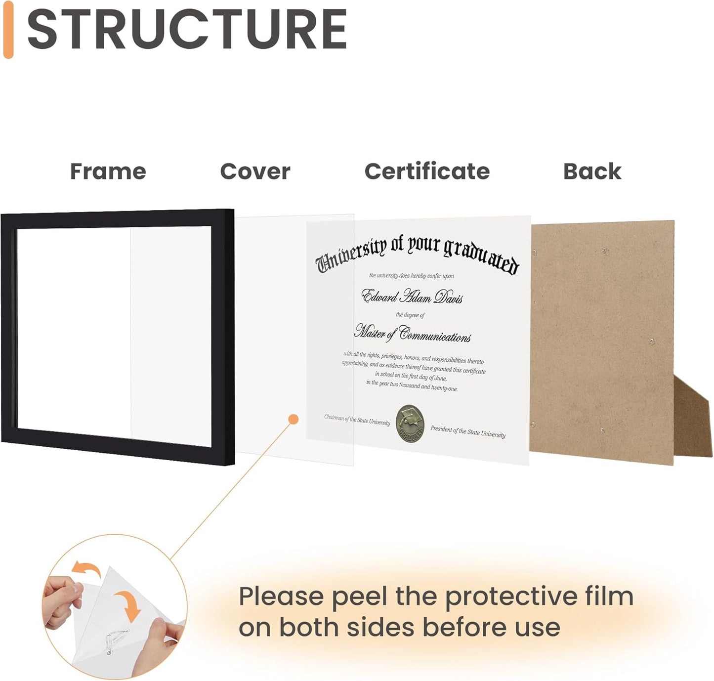 Upsimples 8x10 Picture Frame Set of 5 | Includes 8.5x11 Certificate Frame for Versatile Display
