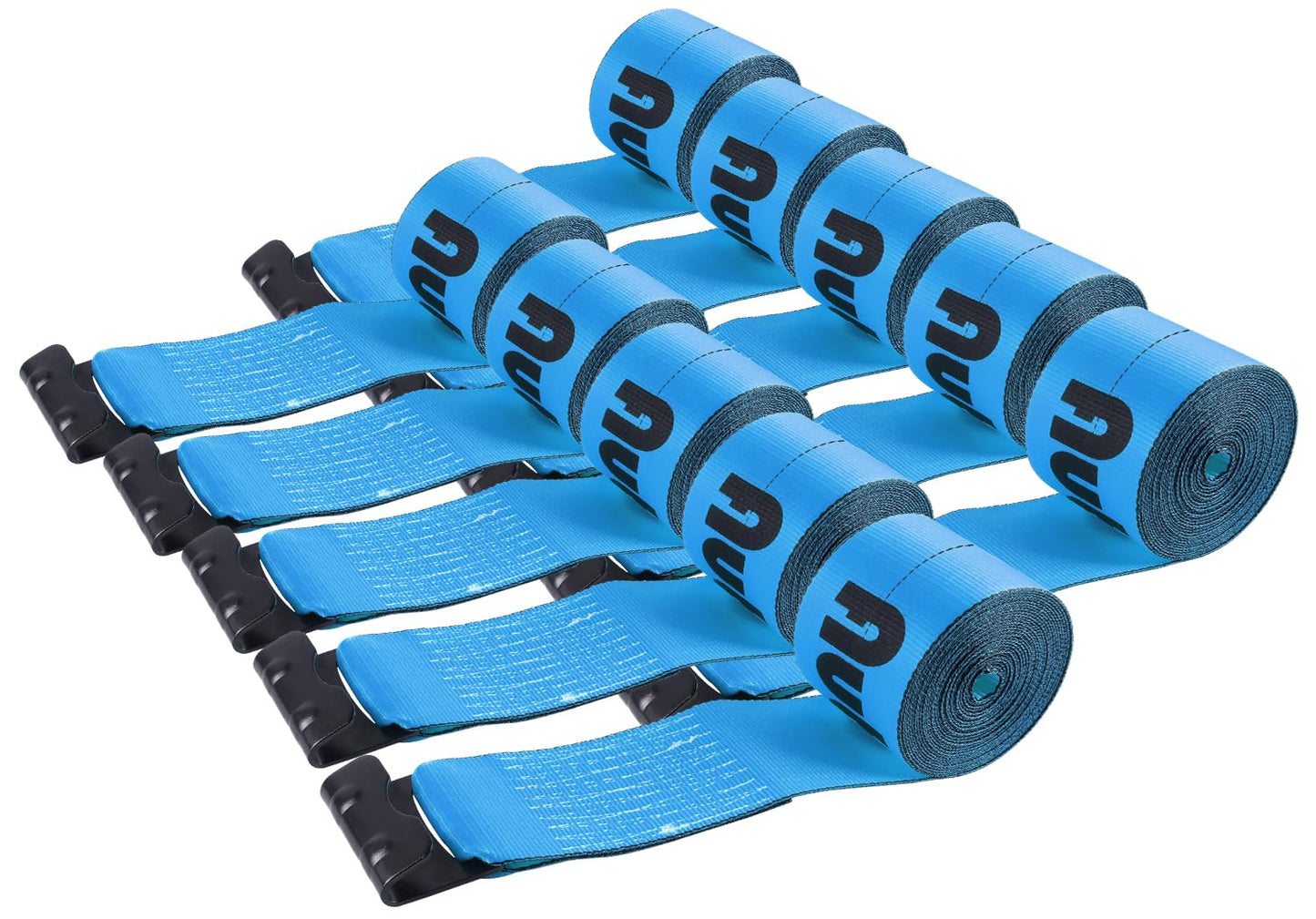 Autofonder 4 Pack 2in x 27ft Flat Hook Ratchet Straps and 10 Pack 4in x 30ft Straps Flatbed 5400lbs