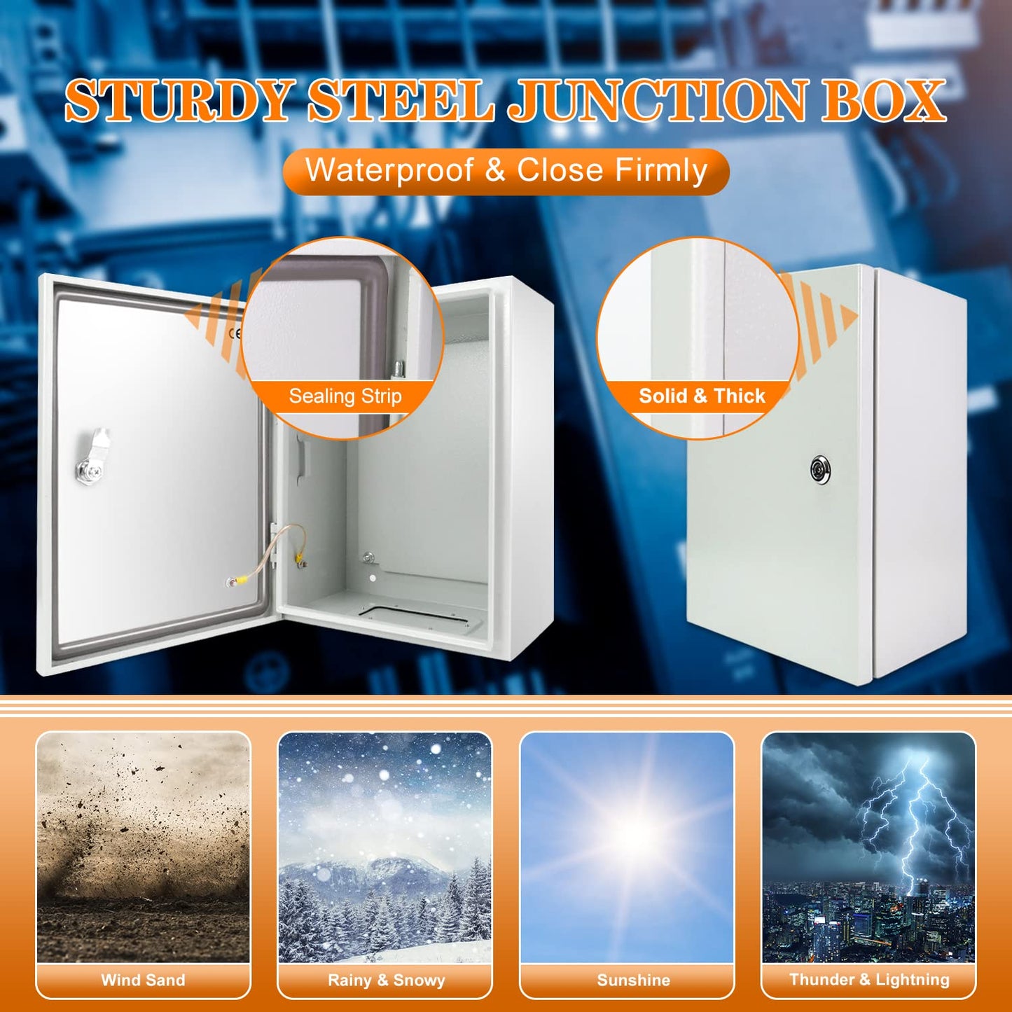 Kinchoix Outdoor Electrical Box 24 x 16 x 10'' Nema 4X Enclosure Waterproof Junction Box Electrical Enclosure Lockable Weatherproof Enclosure Box