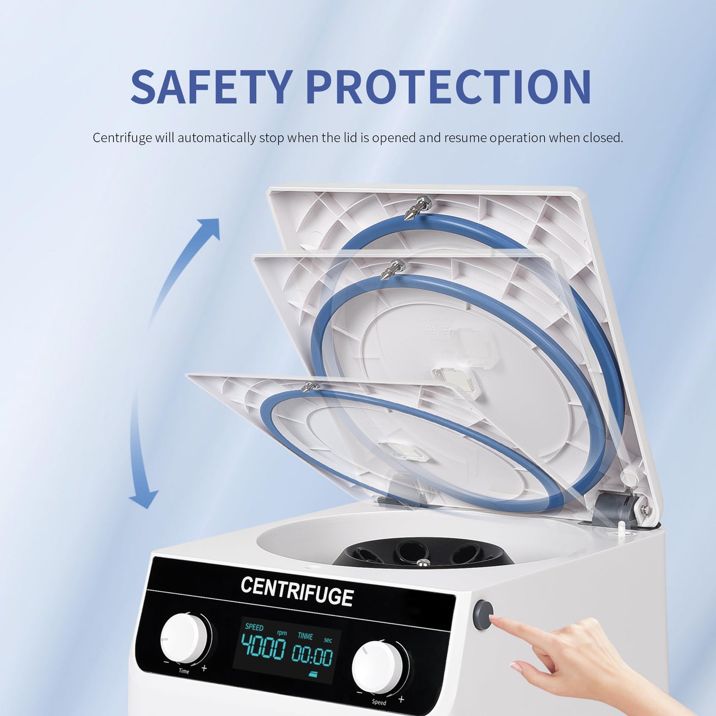 LACHOI Centrifuge Machine 8x10ml/15ml Lab Benchtop Centrifuge 500-4000RPM 1920×g RCF Timing 10s-99min99s LCD Digital Desktop Centrifuge for Laboratory/University/Industry/Environmental Protection
