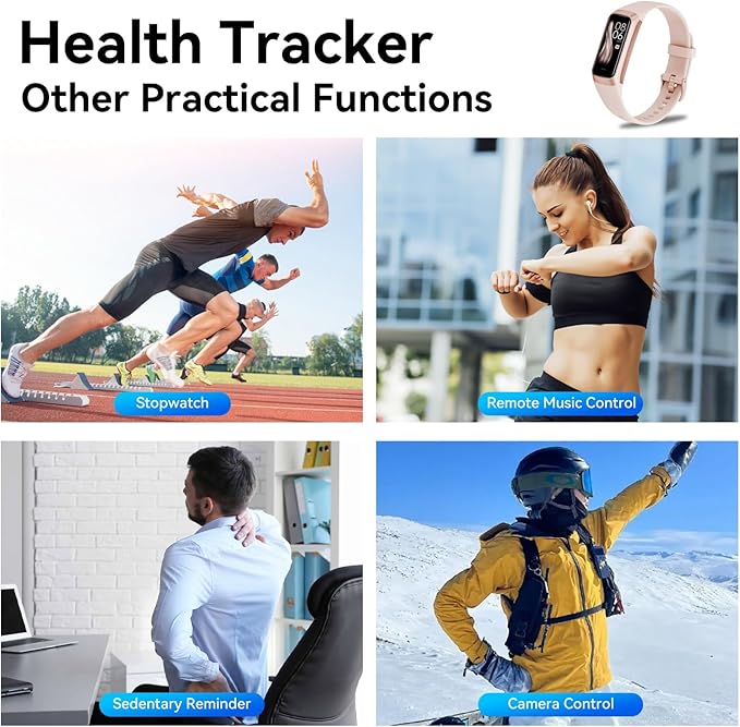 Fitness Tracker with 24/7 Heart Rate, Blood Oxygen Blood Pressure Sleep Monitor, Activity Trackers 5 ATM Waterproof,Step Calorie Counter Pedometer Health Smart Watch for Women Men