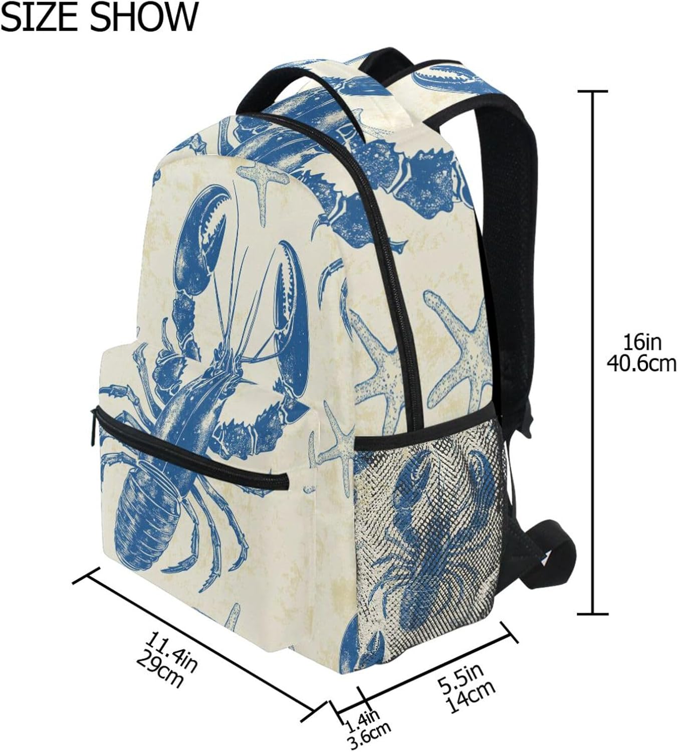 Krafig Backpacks Backpack Daypack Retro Lobsters Starfish Boys Girls Kids School Bookbag, School Bag Travel