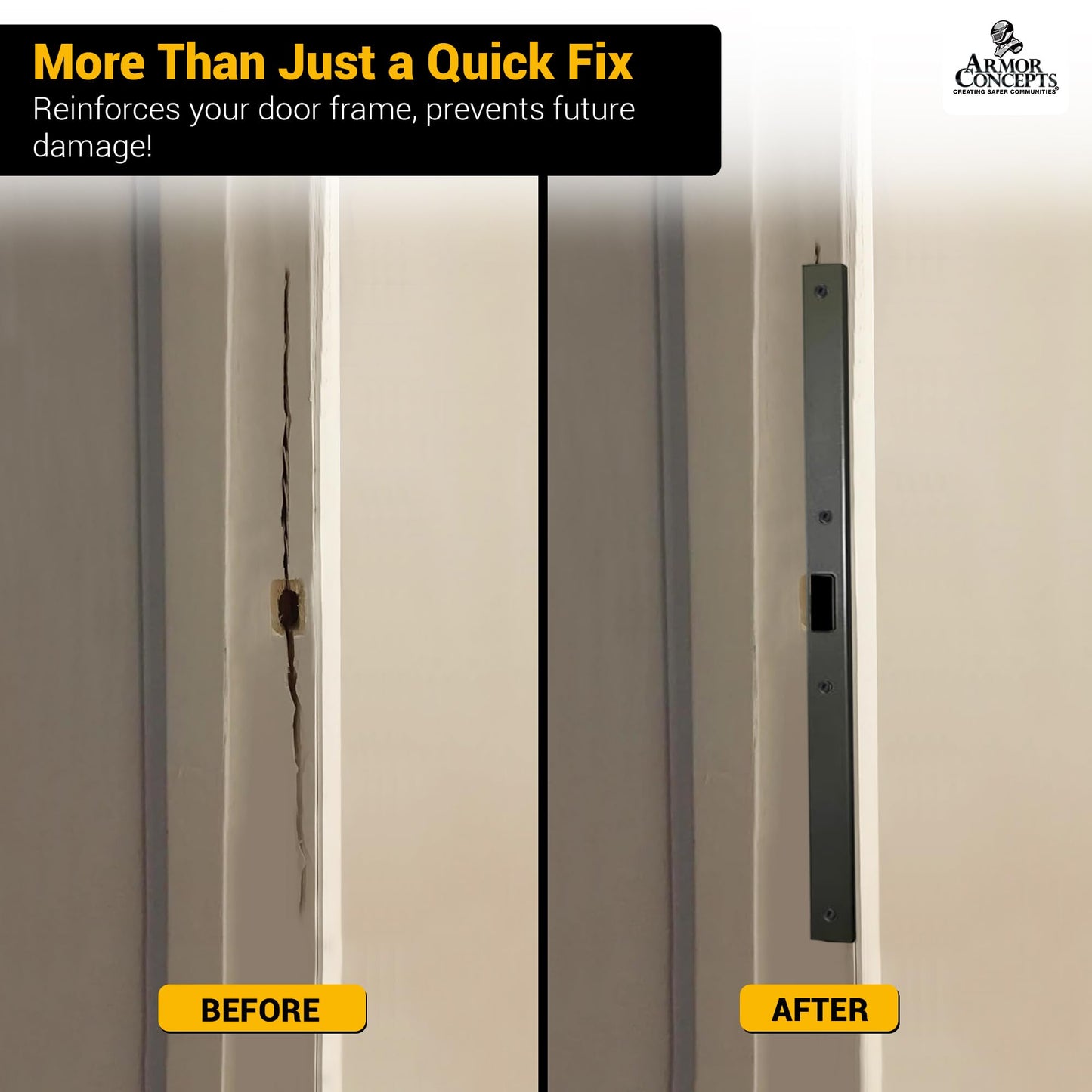Armor Concepts FIX-A-JAMB 24" Interior Door Jamb Repair Kit – Door Frame Reinforcement, Heavy-Duty 18-Gauge Galvanized Steel, for Bedroom, Bathroom & Closet Doors, Aged Bronze