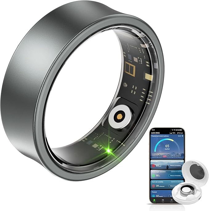 Smart Ring for Women Men, Health Fitness Tracker, 10ATM Waterproof Ring for iOS and Android, No Subscription Fee (Silver, 10)