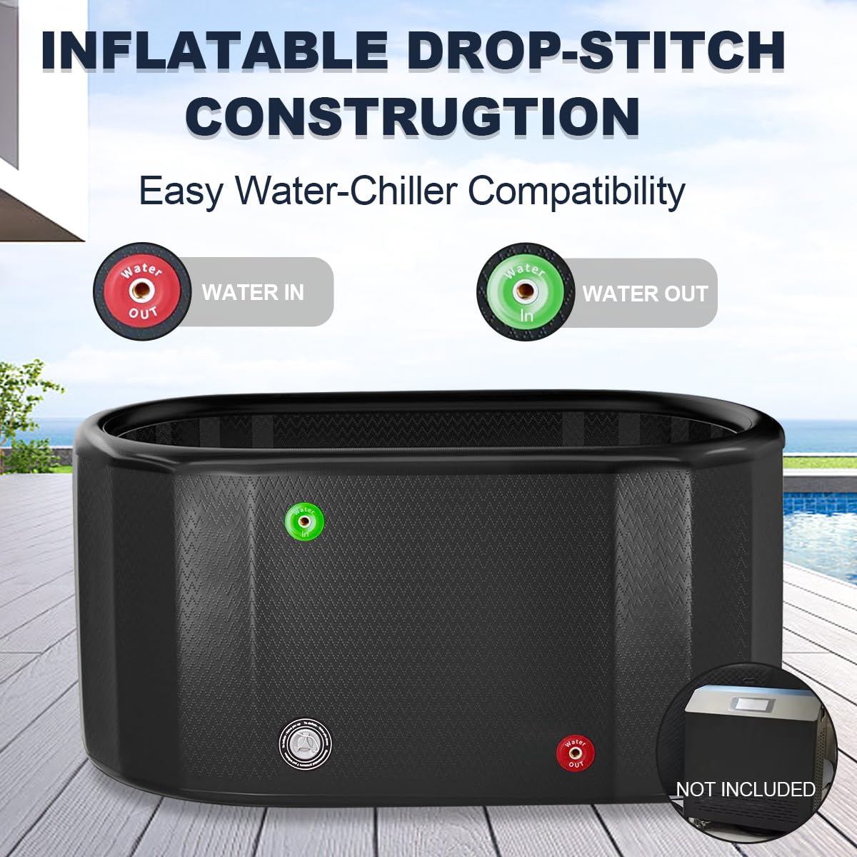 Inflatable Ice Bath Tub for Athletes Recovery Cold Plunge Tub with Lid, Water Chiller Compatible, Large XXL Cold Bath Tub for Cold Water Therapy