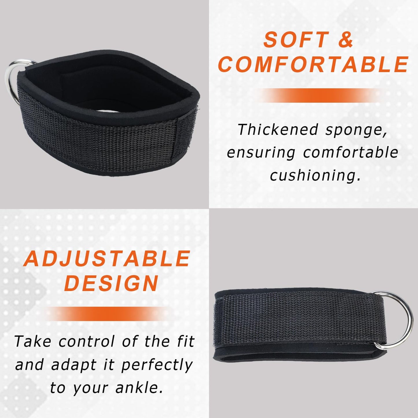 UZCLINK Ankle Workout Straps for Tonal Gym Machine, Adjustable Ankle Strap Accessories for Tonal, with T Lock Adapter & Hooks - 1 Pair (Black)