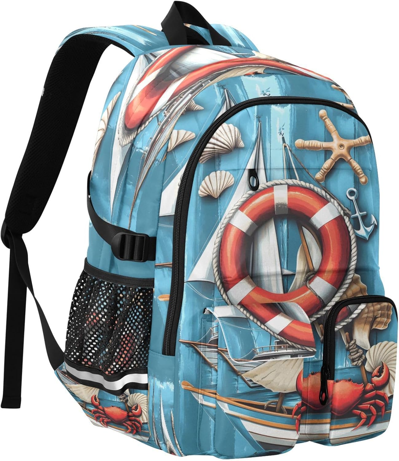 Backpack Sailboat Backpack Daypack ALAZA School for Teen Girls Boys Ocean Crab Kids Purse College Laptop Bookbag Casual